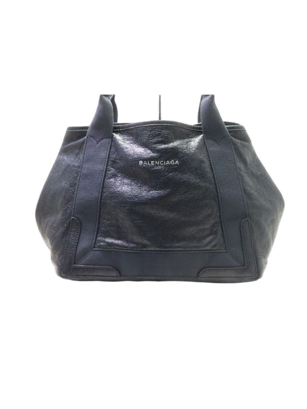 Balenciaga Navy Cabas Leather Tote Bag